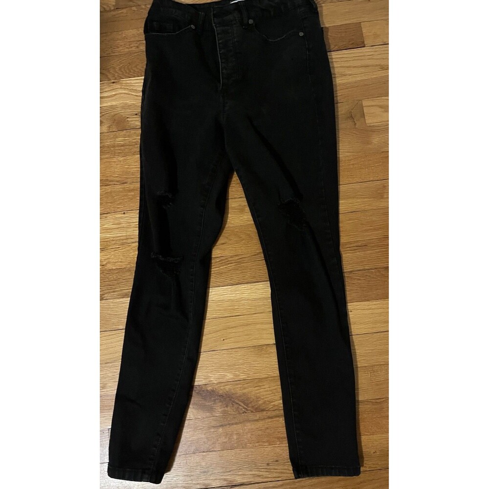 SOFIA Jeans by Sofia Vergara Women's Black Distressed Denim Ankle 5-Pocket 8